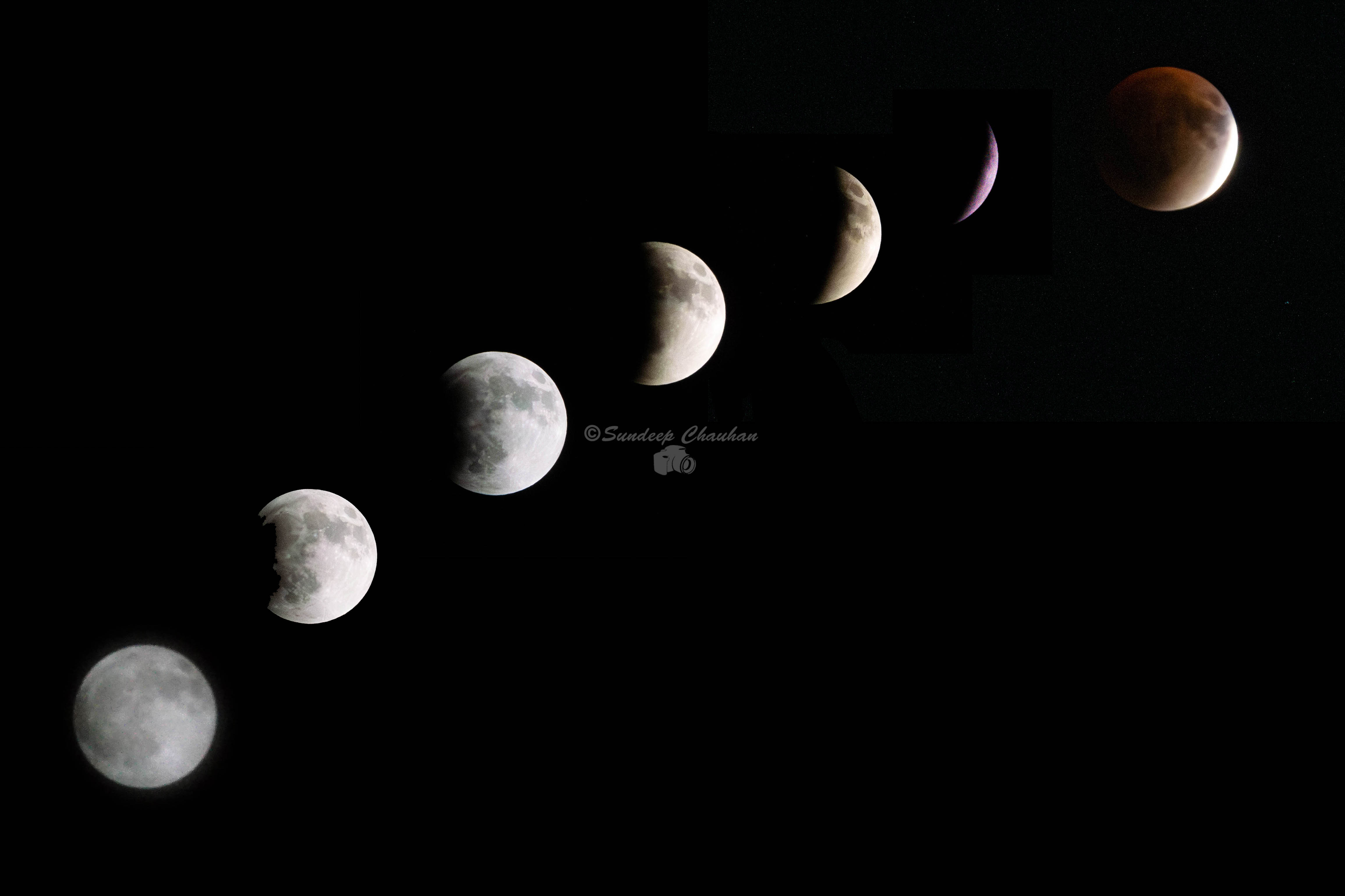 Lunar Eclipse composite over Gurgaon balcony